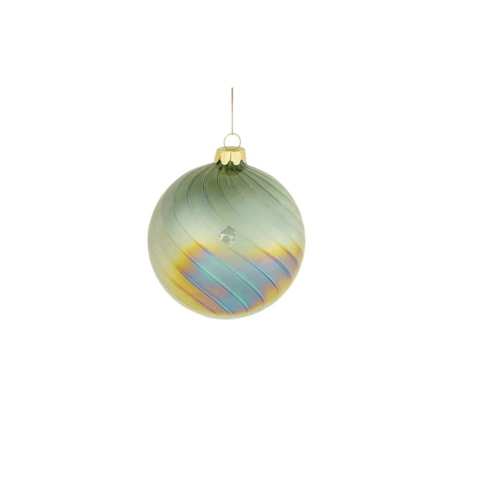 Set of Six Green And Gold Glass Hanging Figurine Ornaments