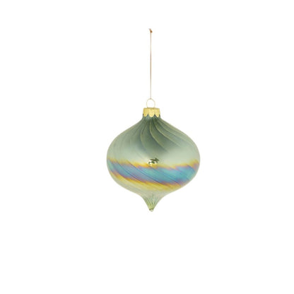 Set of Six Green And Gold Glass Hanging Figurine Ornaments