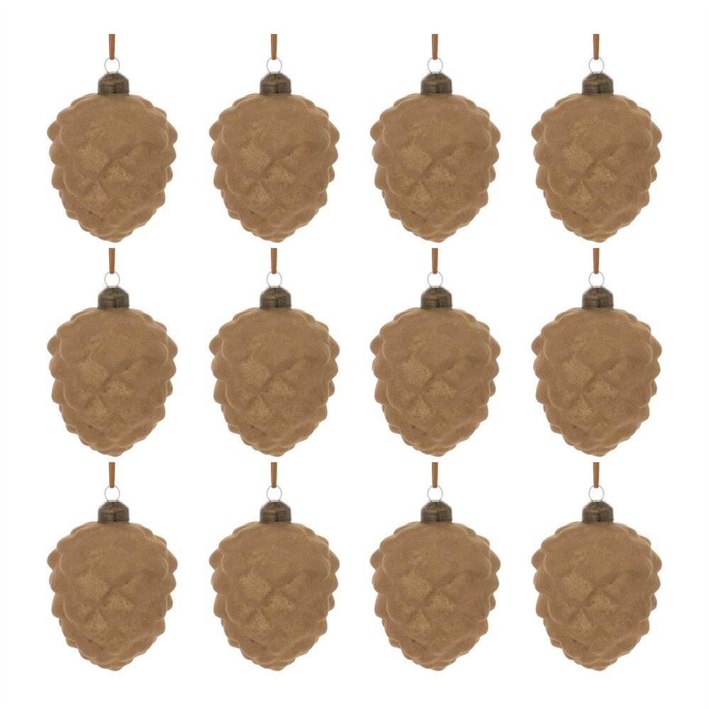 Set of Twelve Brown Glass Hanging Figurine Ornaments