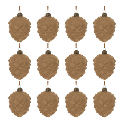 Set of Twelve Brown Glass Hanging Figurine Ornaments