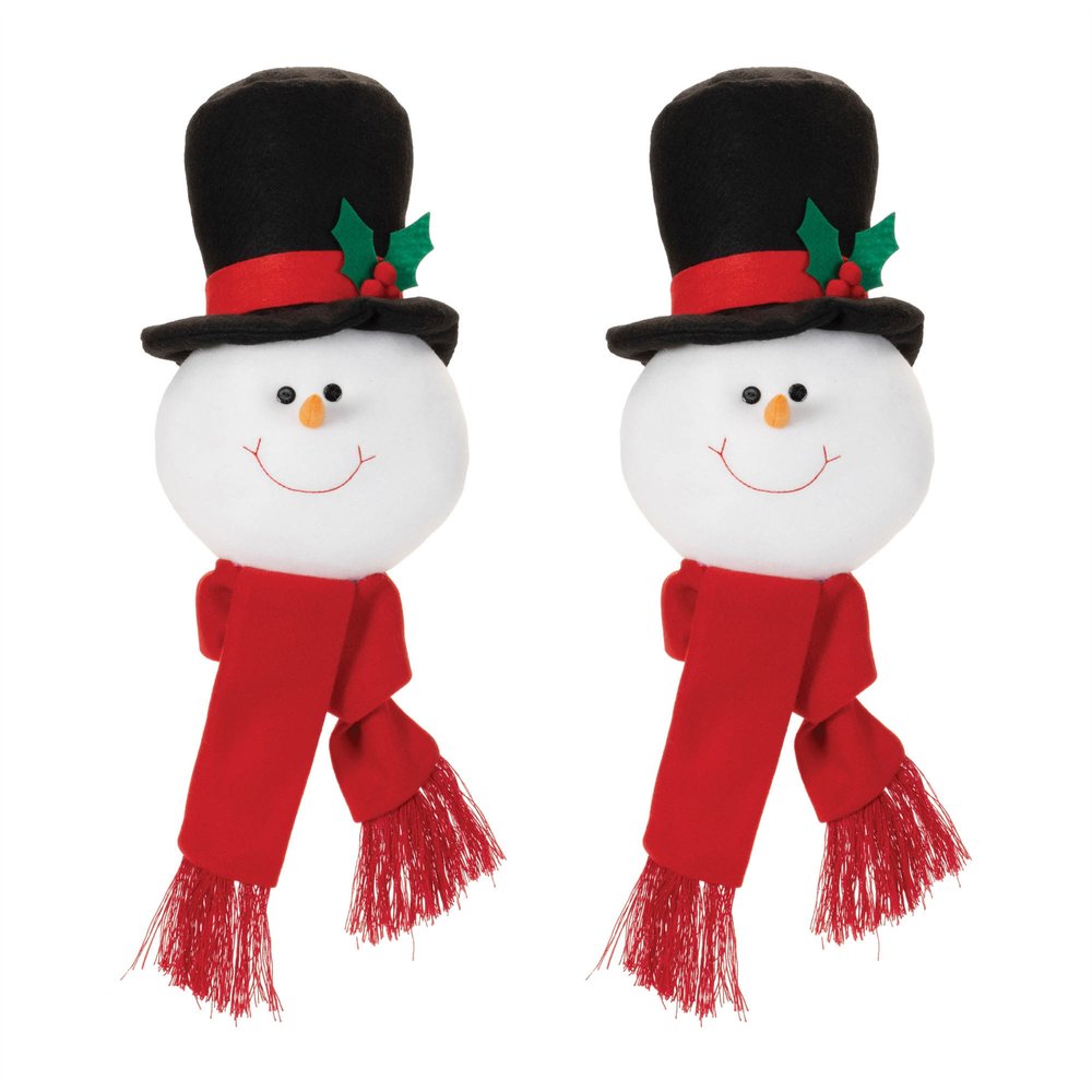Set of Two White Red And Black Shatterproof Hanging Figurine Ornaments