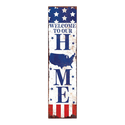 36" Blue Red And White July Fourth Solid Wood Porch Sign