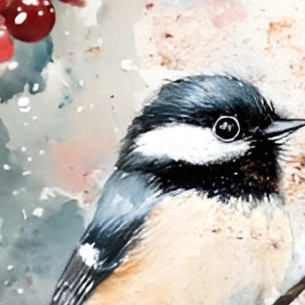 36" White Black And Red Christmas Chickadee Solid Wood Porch Sign