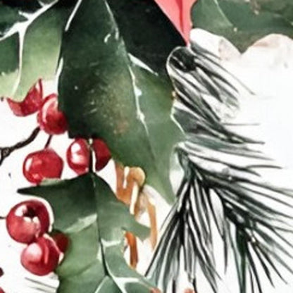 36" White Green And Red Christmas Poinsettia Solid Wood Porch Sign