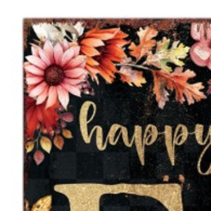 Letrero de madera maciza para porche de 36 pulgadas, color negro, naranja y blanco, con texto "Feliz otoño, Halloween"