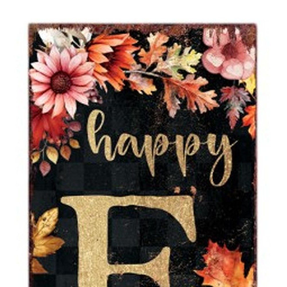 Letrero de madera maciza para porche de 36 pulgadas, color negro, naranja y blanco, con texto "Feliz otoño, Halloween"