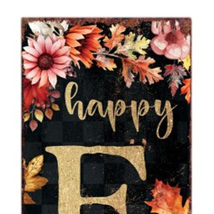 Letrero de madera maciza para porche de 36 pulgadas, color negro, naranja y blanco, con texto "Feliz otoño, Halloween"