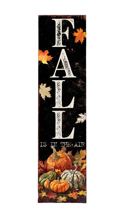 Letrero de porche de madera maciza de 36" con diseño de calabaza, color negro, naranja y blanco