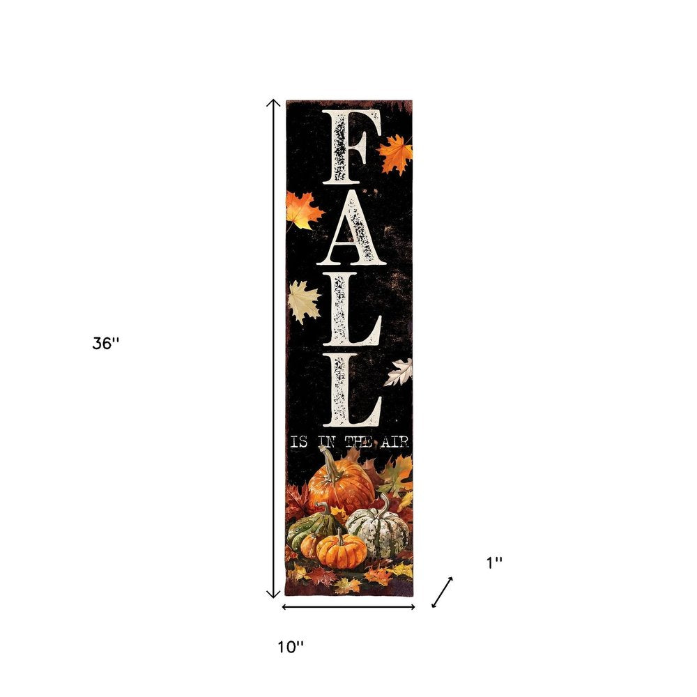 Letrero de porche de madera maciza de 36" con diseño de calabaza, color negro, naranja y blanco