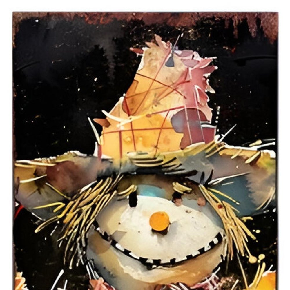 Letrero de porche de madera maciza de espantapájaros negro y naranja de 36"