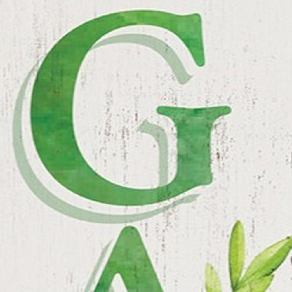 36" Green And White Garden Solid Wood Porch Sign