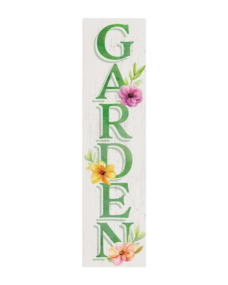 36" Green And White Garden Solid Wood Porch Sign