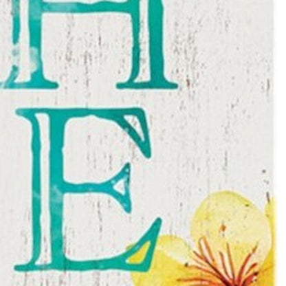 36" White And Turquoise Hello Solid Wood Porch Sign