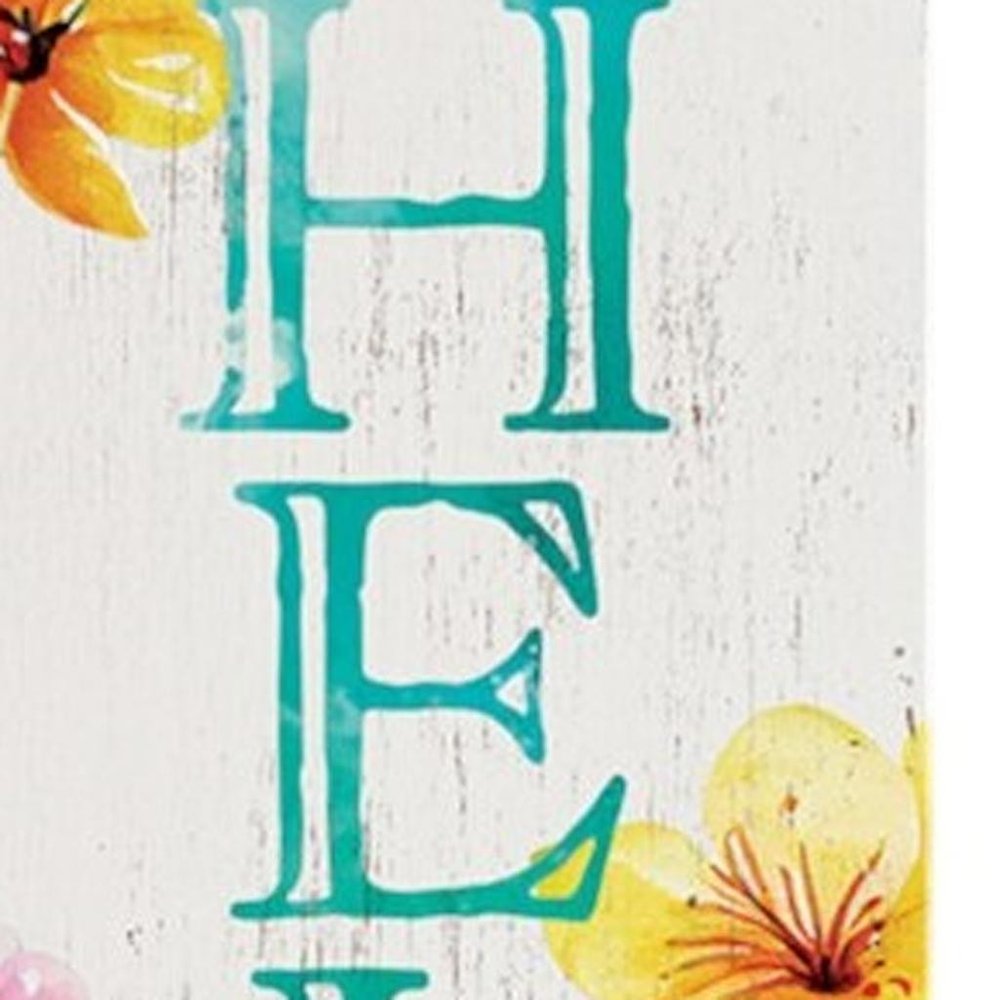 36" White And Turquoise Hello Solid Wood Porch Sign