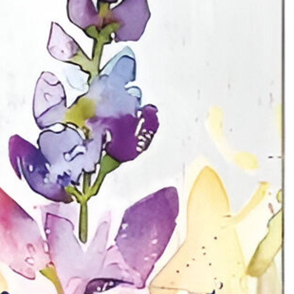 36" White Purple And Blue Watercolor Floral Solid Wood Porch Sign