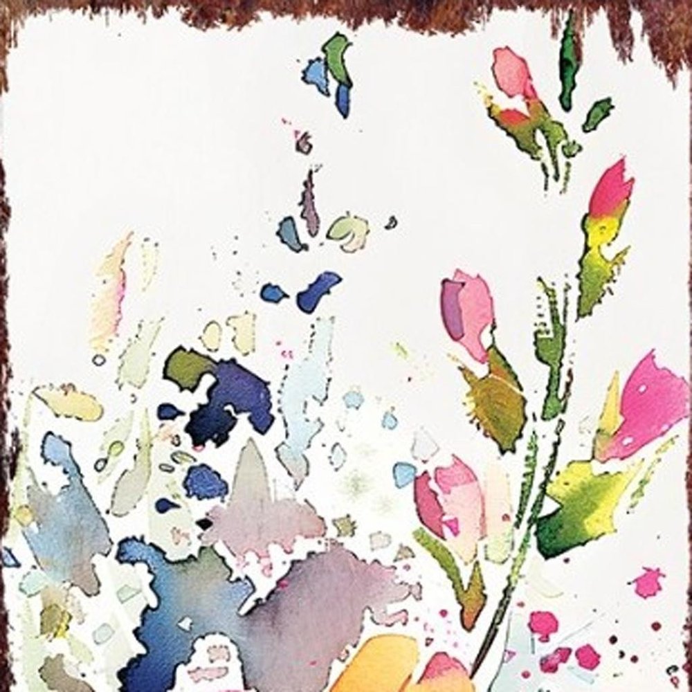 36" White Pink And Yellow Wildflowers Solid Wood Porch Sign