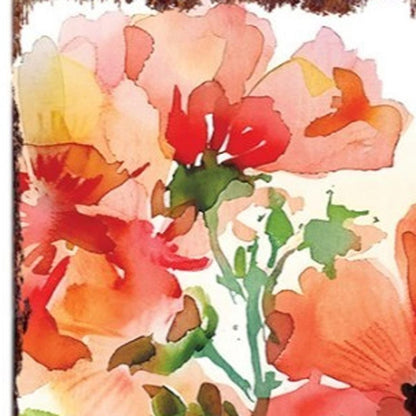 36" White Red And Green Geranium Solid Wood Porch Sign