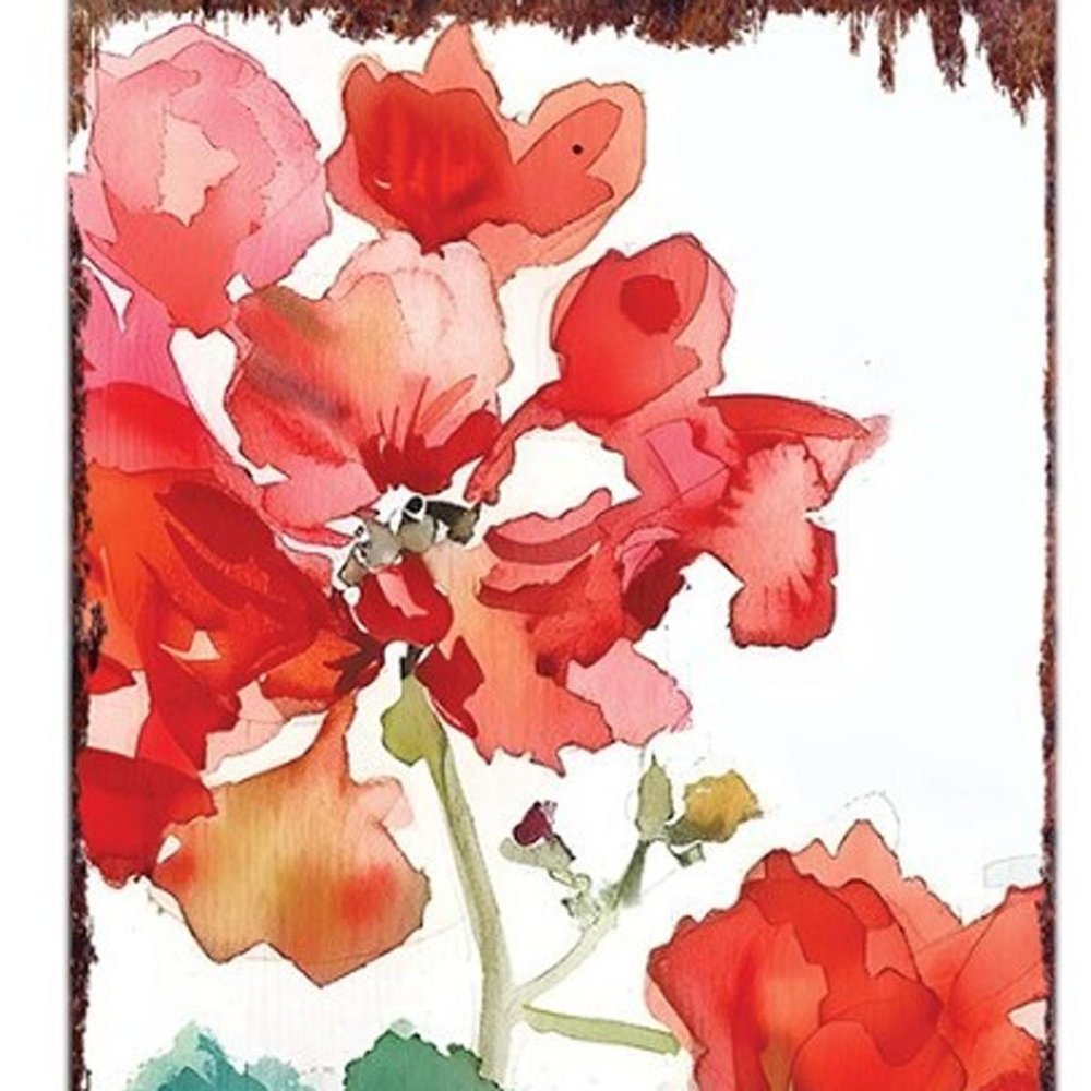 Letrero de porche de madera maciza de 36" con geranio verde, rojo y blanco