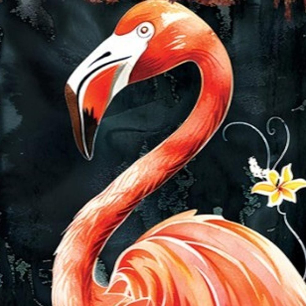 Letrero de porche de flamenco de madera maciza de 36" en color negro coral y verde