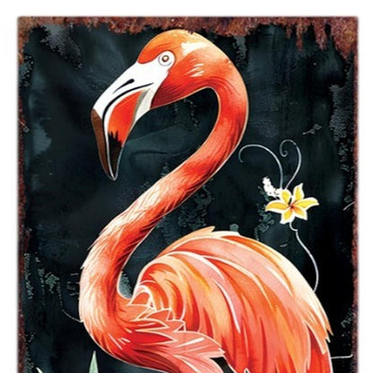 Letrero de porche de flamenco de madera maciza de 36" en color negro coral y verde