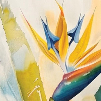 36" Orange Blue And Green Tropical Floral Solid Wood Porch Sign