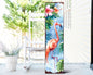 Letrero para porche de madera maciza con diseño de flamencos tropicales, de 36 pulgadas, en azul y coral