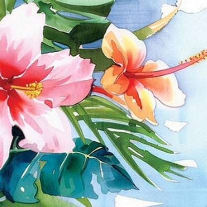 Letrero para porche de madera maciza con diseño de flamencos tropicales, de 36 pulgadas, en azul y coral