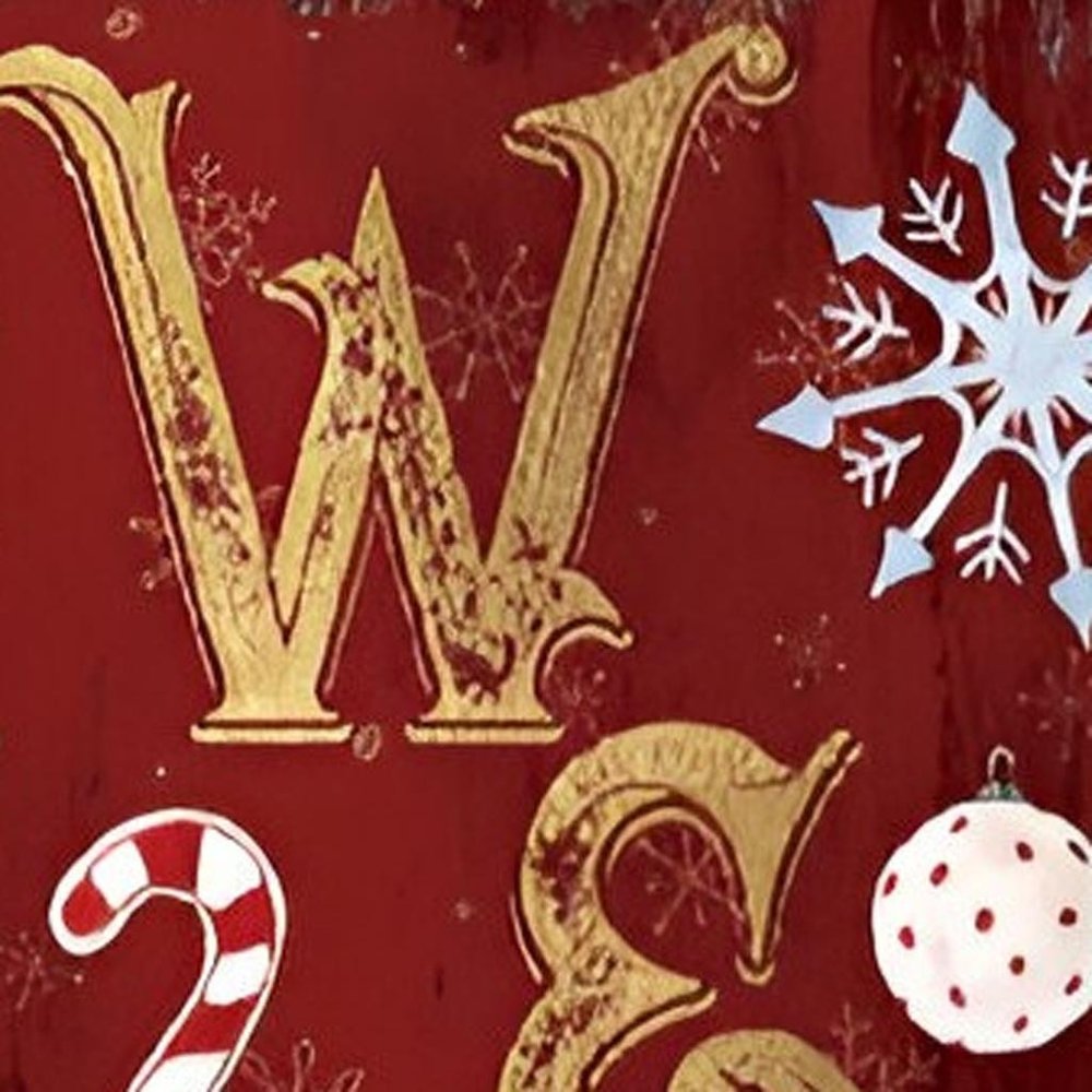 36" Red Gold And Green Christmas Wreath Solid Wood Welcome Porch Sign