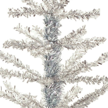 Set Of Two Silver Tinsel Sparse Pine Christmas Trees