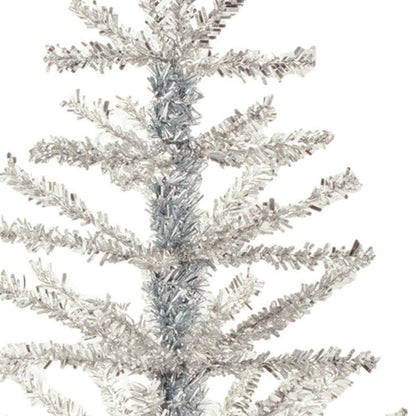 Set Of Two Silver Tinsel Sparse Pine Christmas Trees