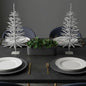 Set Of Two Silver Tinsel Sparse Pine Christmas Trees