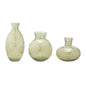 Set of Three Sage Green Seeded Bubble Glass Table Vases