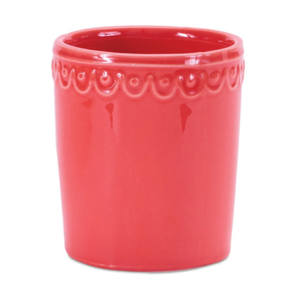 Set of Two Pink And Yellow Ceramic Rectangular Cachepots