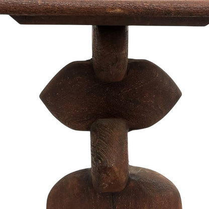 22" Brown Distressed Solid Wood Square End Table