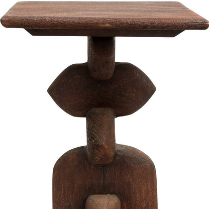 22" Brown Distressed Solid Wood Square End Table
