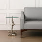 24" Clear and Silver Glass and Aluminum Nautical Bell End Table