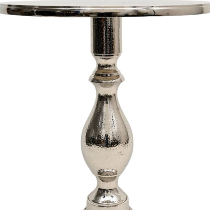 26" Silver Aluminum Round Pedestal End Table