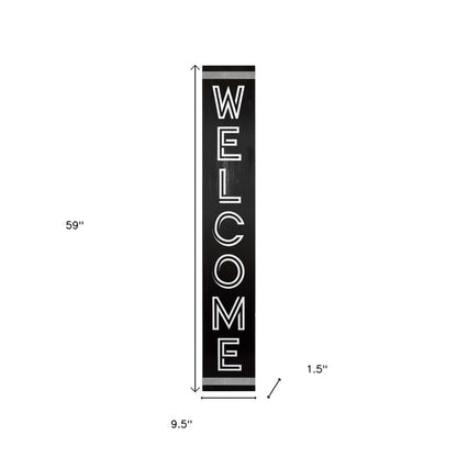 59" Black And White Solid Wood Welcome Reversible Porch Sign