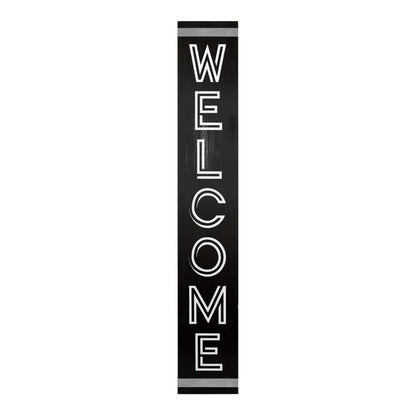 59" Black And White Solid Wood Welcome Reversible Porch Sign