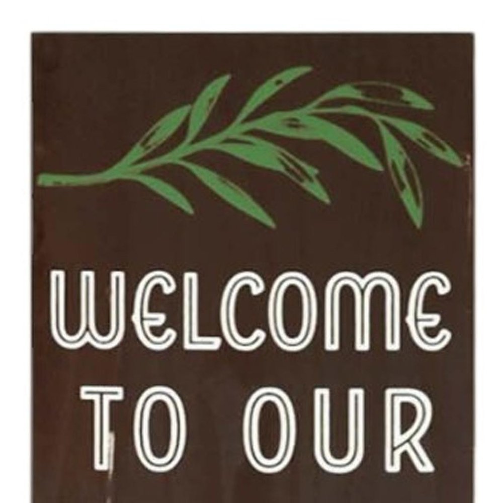 59" Brown And White Solid Wood Welcome Reversible Porch Sign