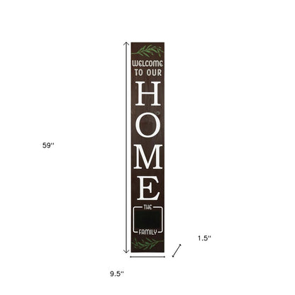 59" Brown And White Solid Wood Welcome Reversible Porch Sign