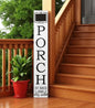 59" Brown And White Solid Wood Welcome Reversible Porch Sign