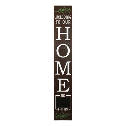 59" Brown And White Solid Wood Welcome Reversible Porch Sign