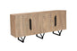 84" Beige Solid Wood Carved Geometric Sideboard with Four Doors