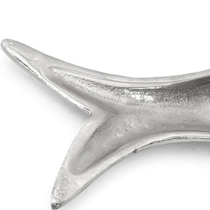 Bandeja para servir pescado de aluminio fundido plateado de 23"