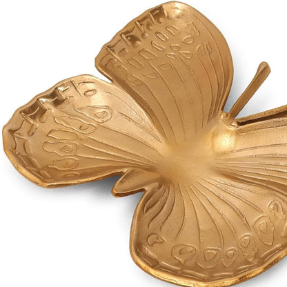 Bandeja para servir mariposa de aluminio fundido dorado de 18"