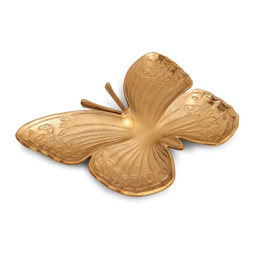 Bandeja para servir mariposa de aluminio fundido dorado de 18"