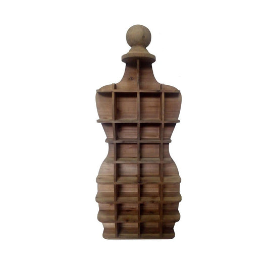 Estante de pared con múltiples compartimentos, de madera marrón, de 45 cm, con formas novedosas