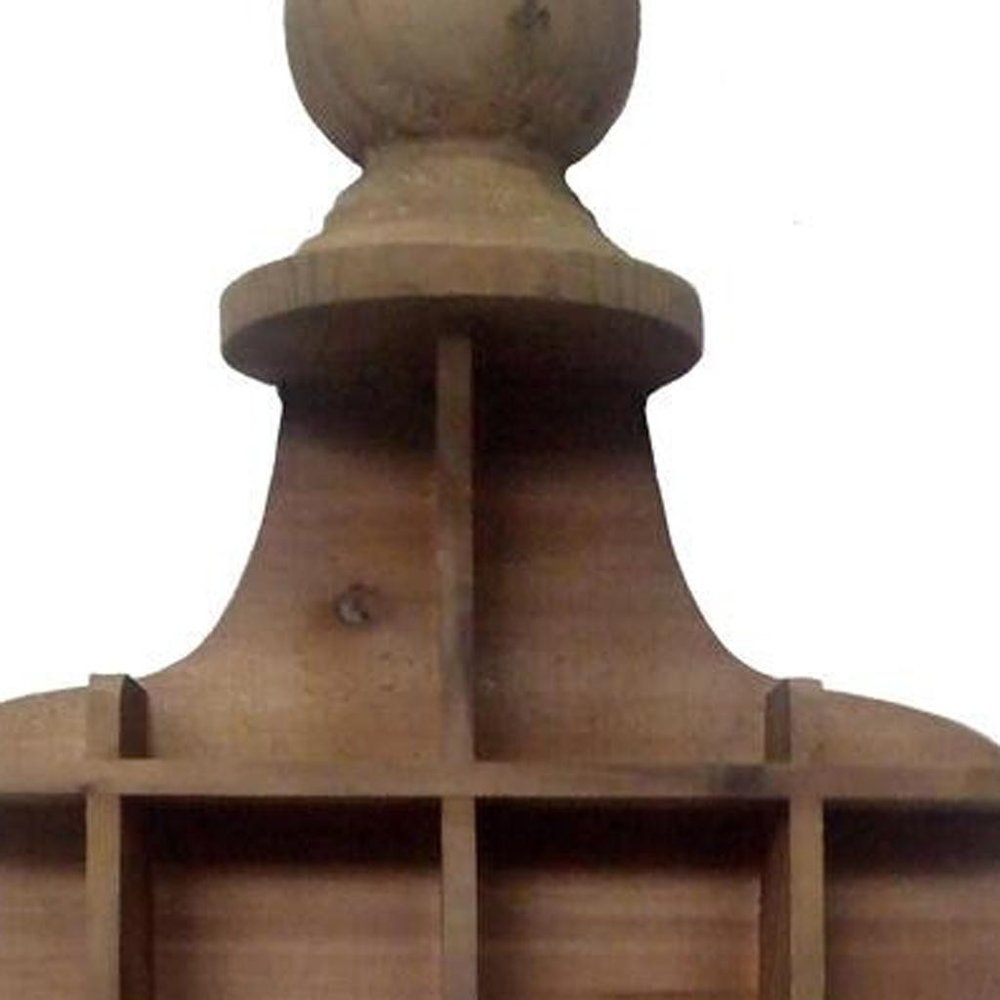 18" Brown Wood Novelty Shape Multi Compartment Wall Mount Accent Shelf