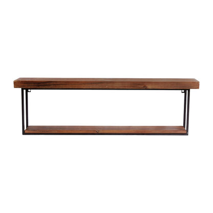 Juego de dos estantes decorativos de dos niveles de madera y metal, de 36 pulgadas, en negro y marrón
